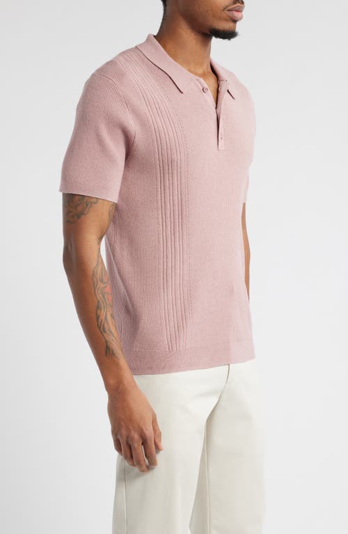 Open Edit Rib Polo Sweater In Pink Timber