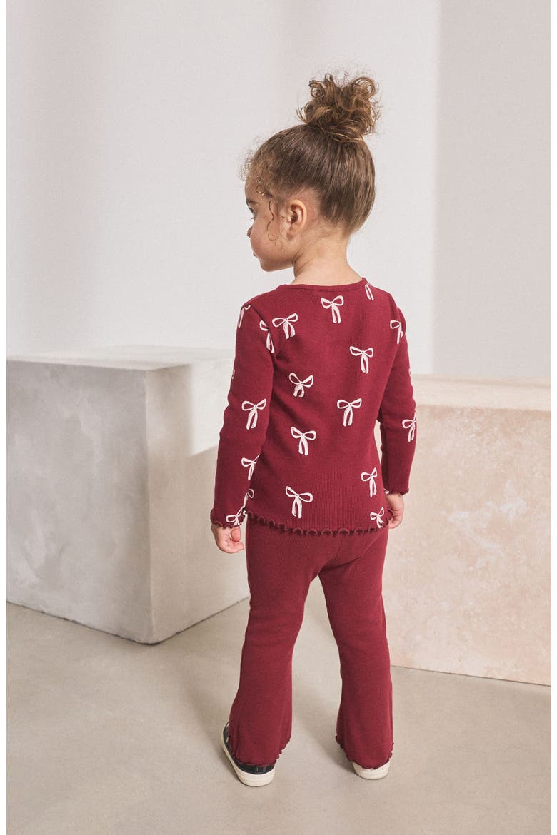 Kids' Ribbon Print Cotton Rib T-Shirt, Alternate, color, RED