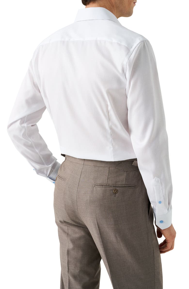 Eton Contemporary Fit Solid White Cotton Twill Dress Shirt, Alternate, color, 
