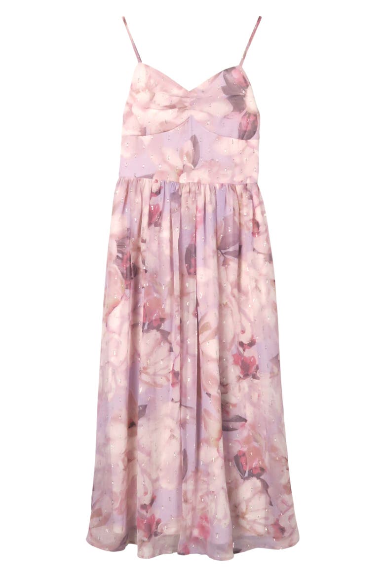 Kids' Floral Print Clip Dot Maxi Dress, Main, color, ORCHID