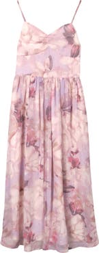 Zunie Kids' Floral Print Clip Dot Maxi Dress