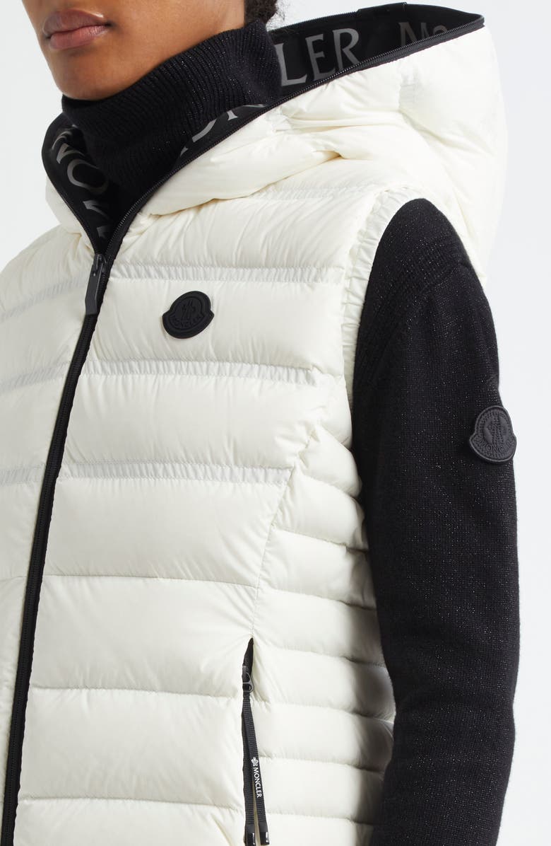 Moncler Aliterse Down Hooded Vest, Alternate, color, Silk White