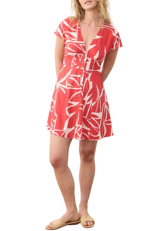 Camila Print Button Front Hemp Blend Minidress