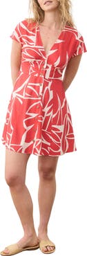 Marine Layer Camila Print Button Front Hemp Blend Minidress