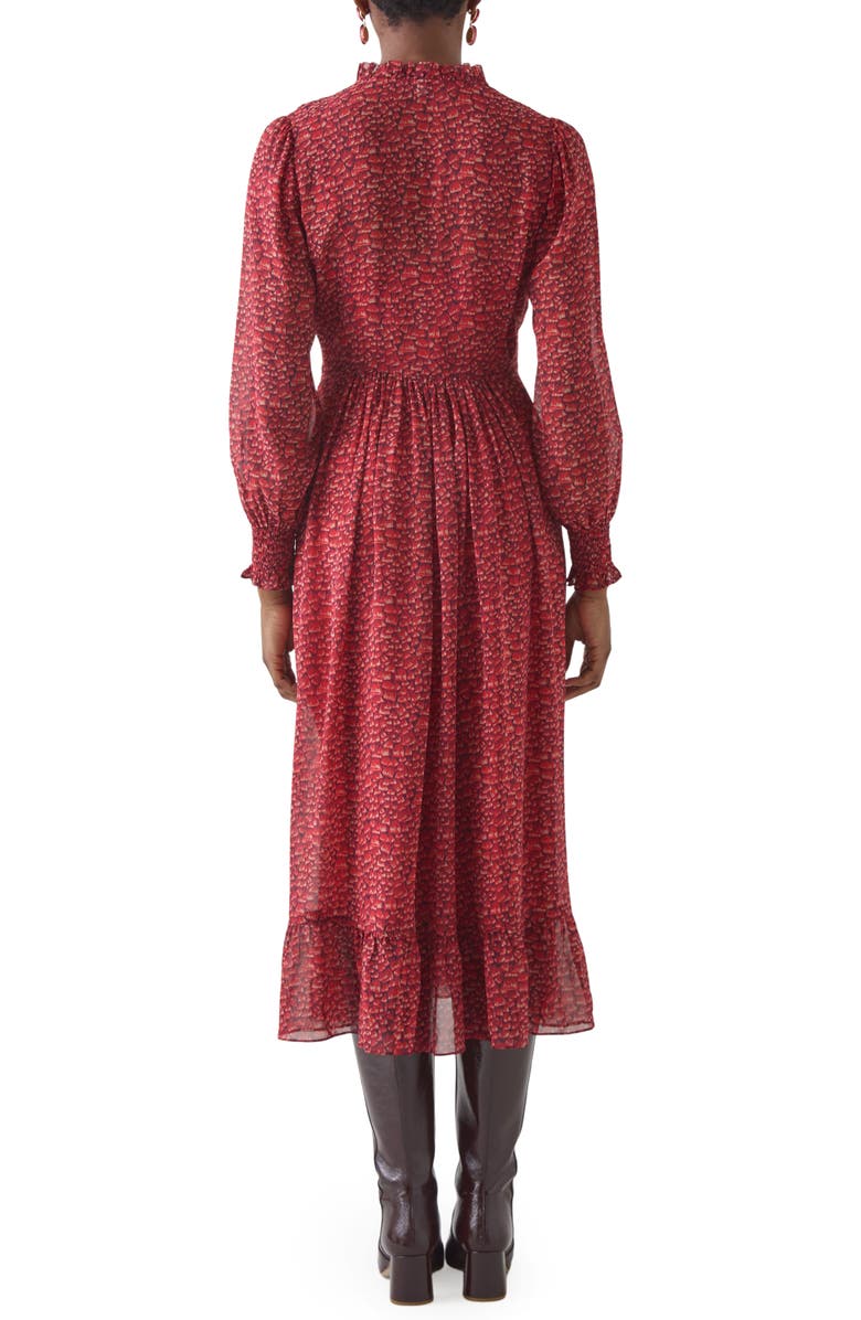 LK Bennett Suzette Floral Print Long Sleeve Maxi Dress, Main, color, Red