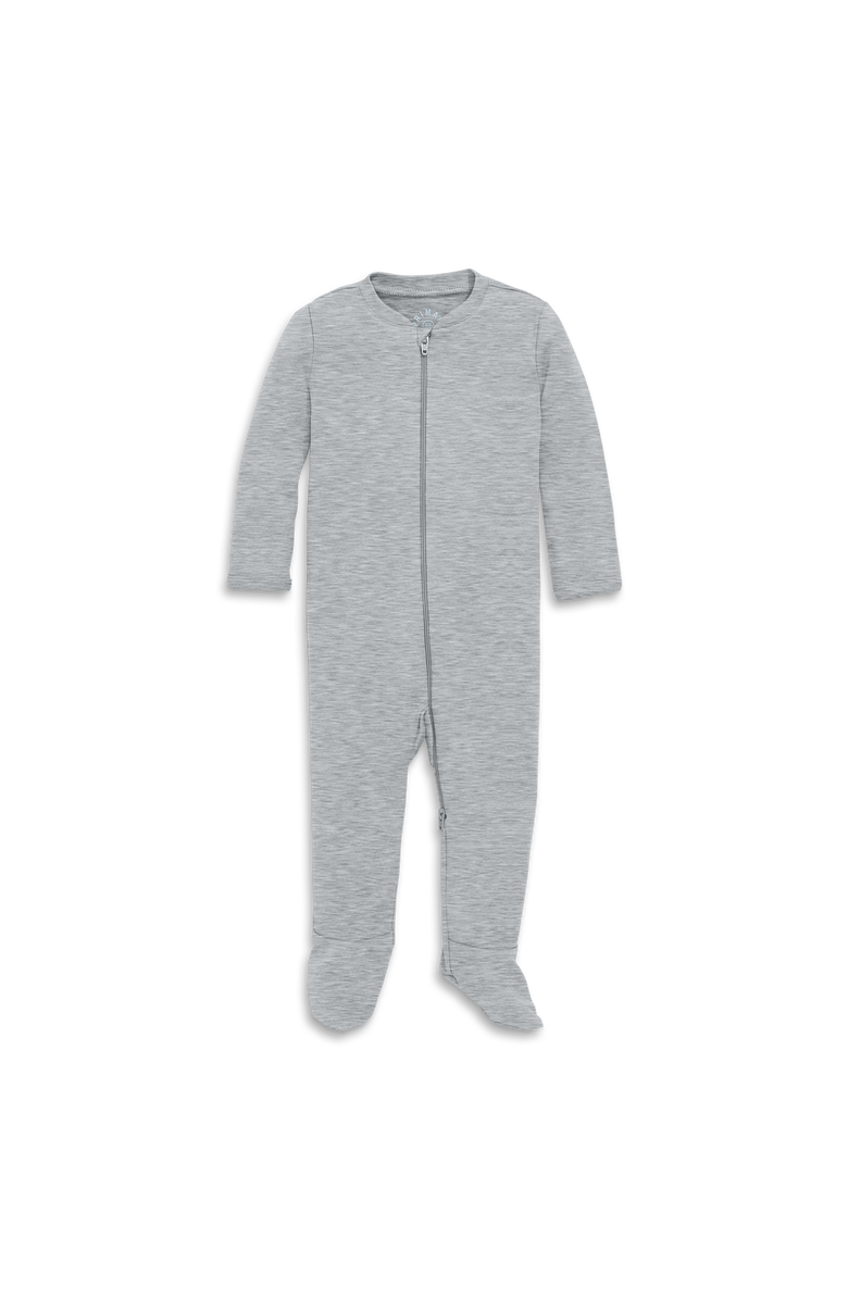 Primary Baby Organic Zip Footie In Solid, Main, color, Heather Gray