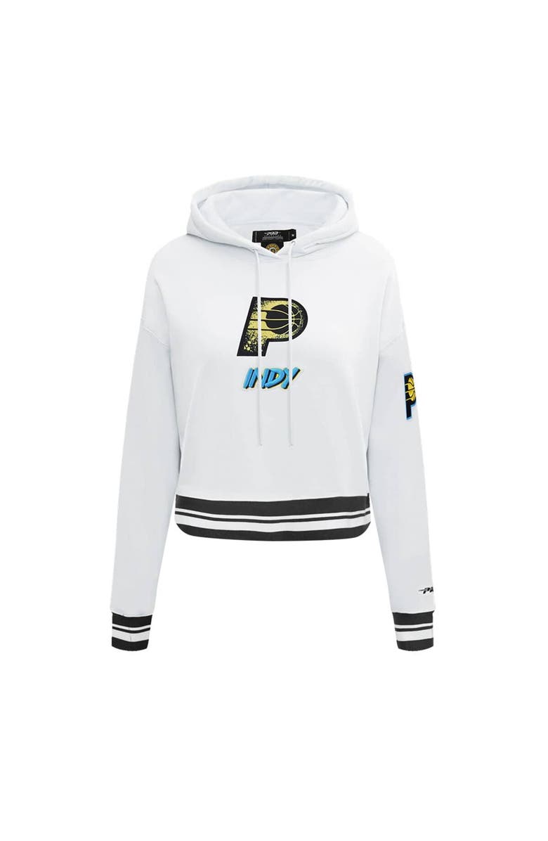 PRO STANDARD Women's Pro Standard White Indiana Pacers 2024/25 City Edition Chenille Applique Cropped Pullover Hoodie, Alternate, color, 