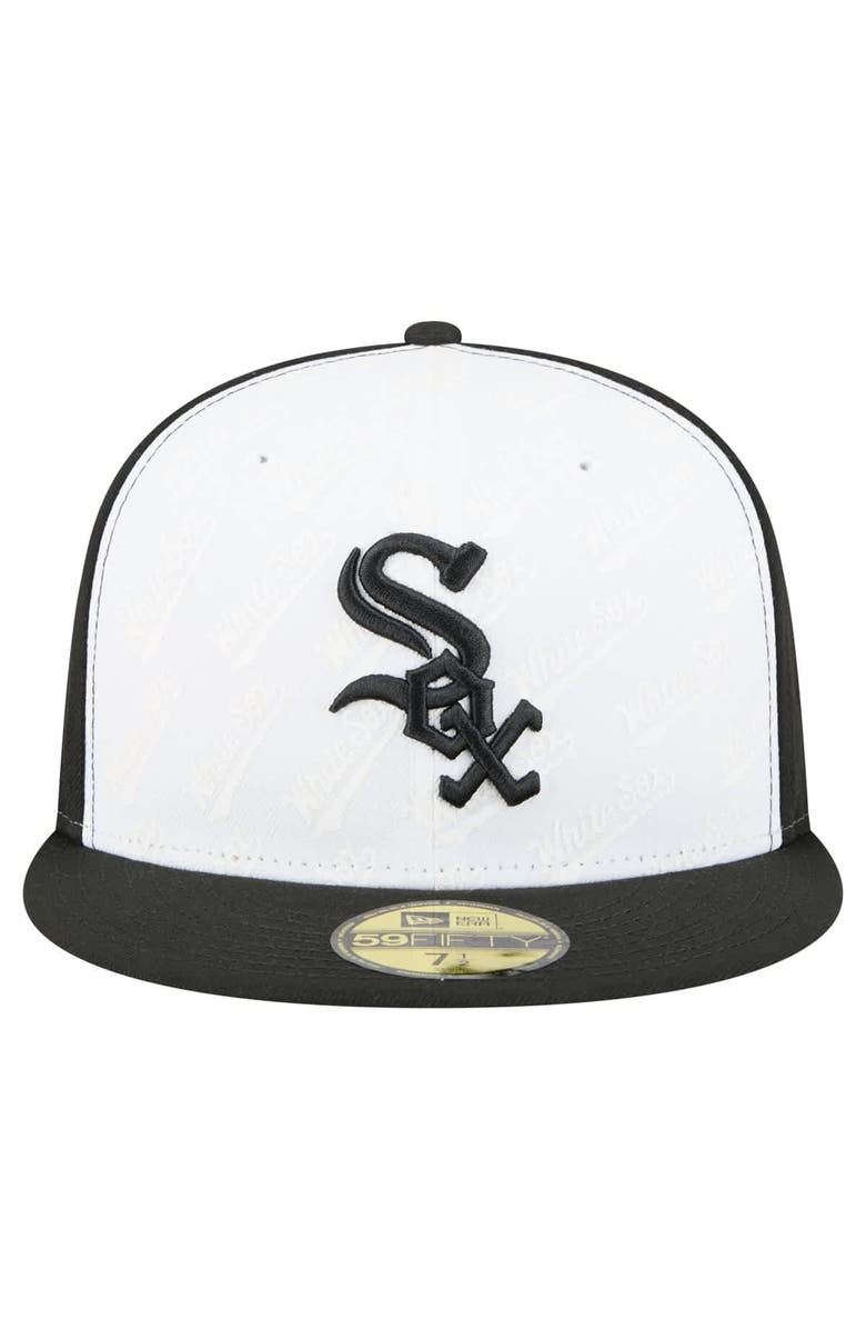 New Era Men's New Era White/Black Chicago White Sox Repeat 59FIFTY Fitted Hat, Alternate, color, White