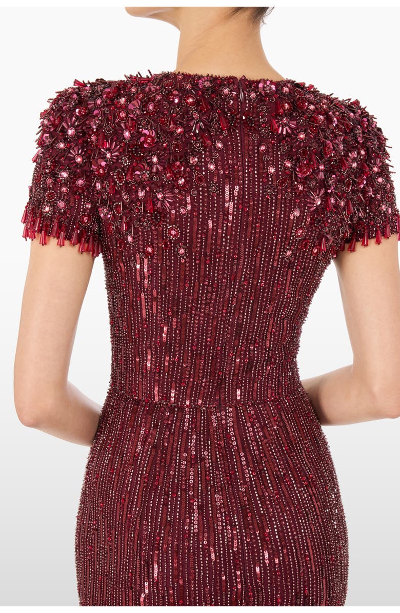 Jenny Packham Eliza Beaded Maxi Dress, Alternate, color, Cardinal
