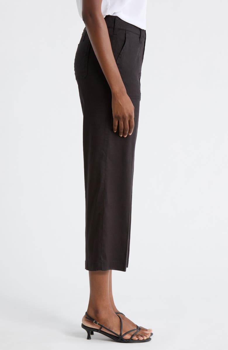 NYDJ Linen Blend Crop Wide Leg Pants, Alternate, color, Black