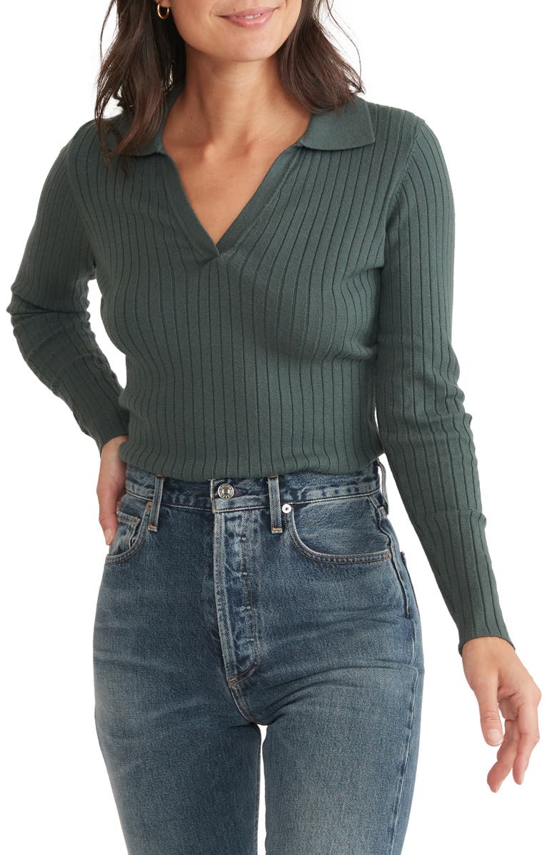 Marine Layer Deserae Rib Long Sleeve Polo, Main, color,