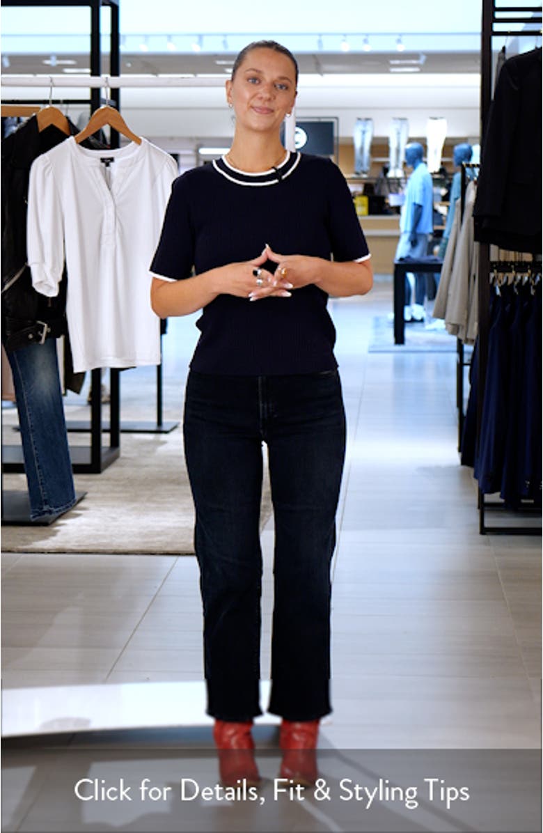 Tipped Short Sleeve Crewneck Sweater, sales video thumbnail