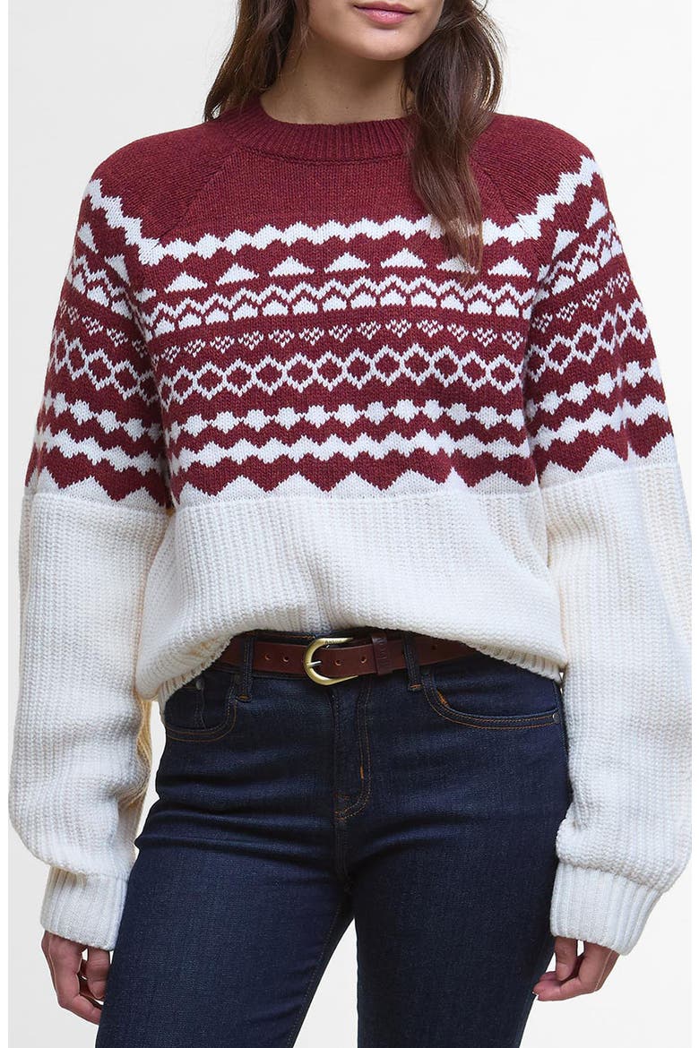 Mabel Fair Isle Wool Blend Sweater, Main, color, BURGUNDY MULTI
