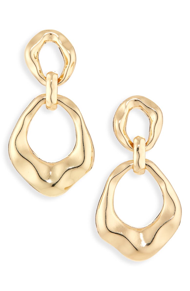 NORDSTROM RACK Molten Link Drop Earrings, Main, color, Gold