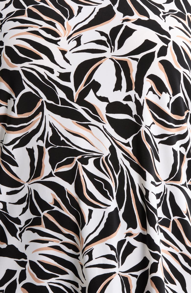 AK ANNE KLEIN Print Pleat Short Sleeve Top, Alternate, color, Anne Black Multi