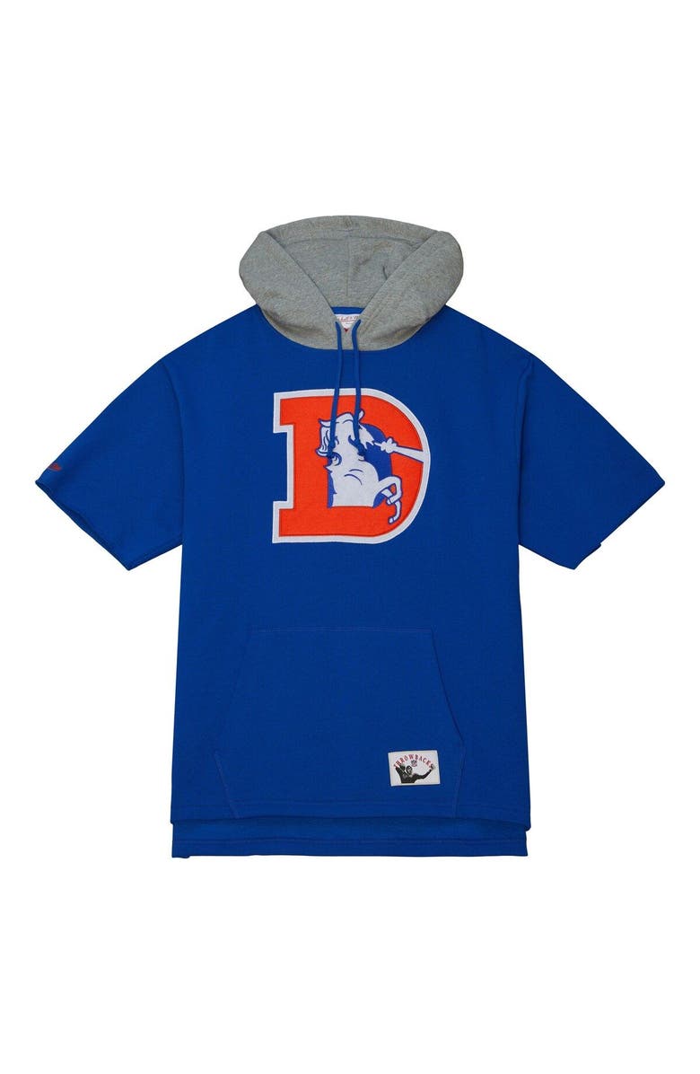 Mitchell & Ness Men's Mitchell & Ness Royal Denver Broncos Postgame Short Sleeve Hoodie, Alternate, color, Royal
