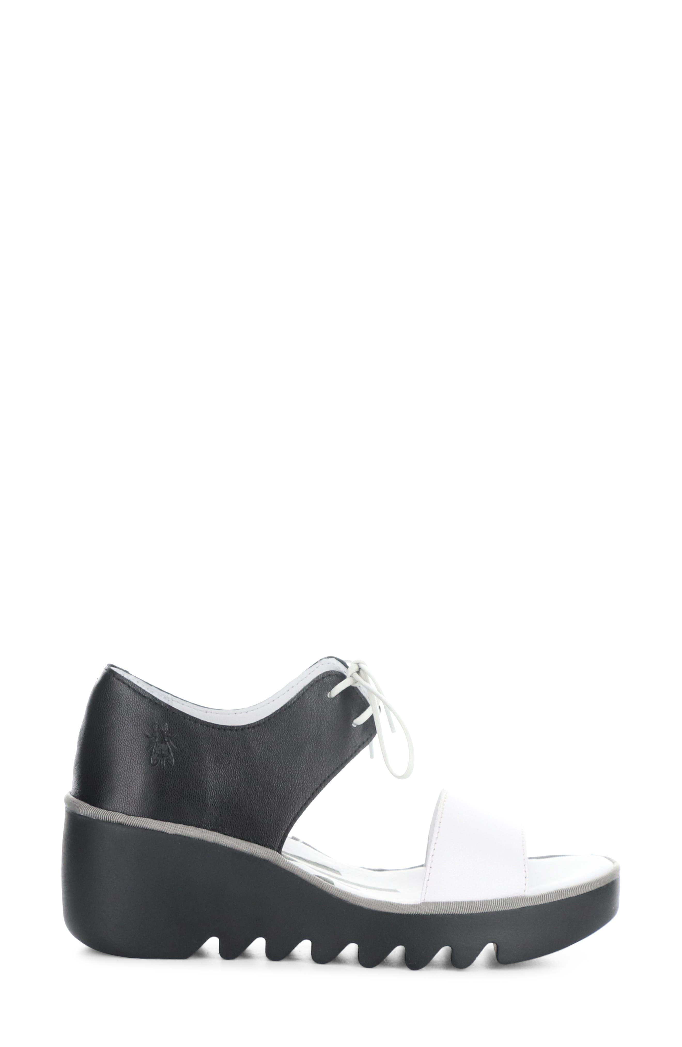 Fly London Bilu Platform Wedge Sandal, Alternate, color, 002 White/Black Mous