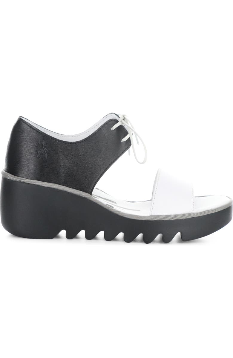 Fly London Bilu Platform Wedge Sandal, Alternate, color, 002 White/Black Mous