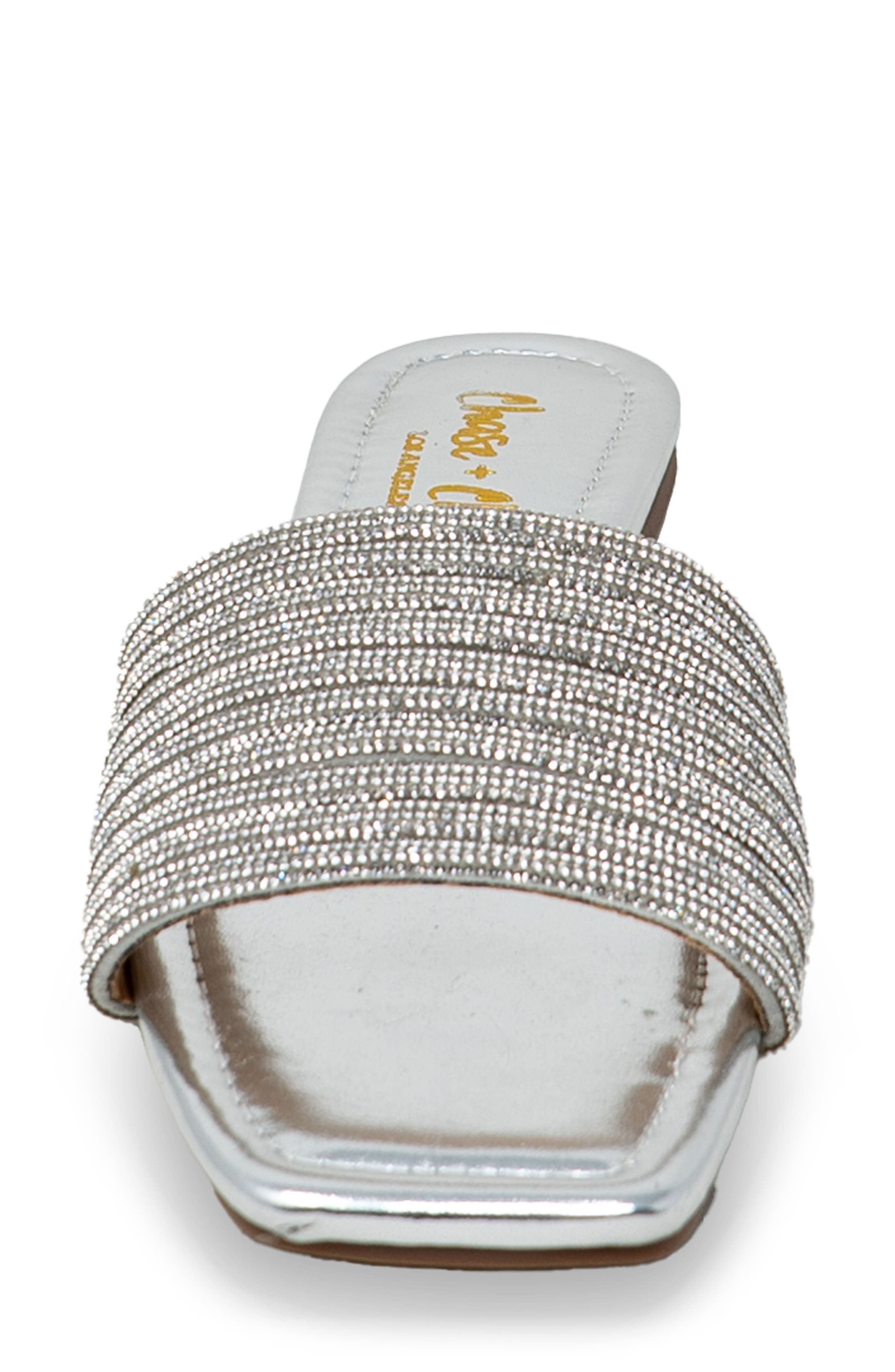 Rhinestone Slide Sandal, Alternate, color, SILVER METALLIC