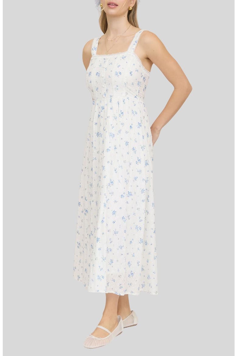 Ditsy Floral Midi Dress, Alternate, color, BLUE MULTI