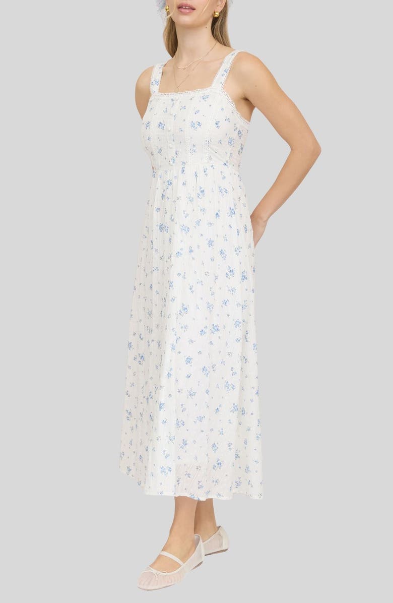 Blu Pepper Ditsy Floral Midi Dress, Alternate, color, 