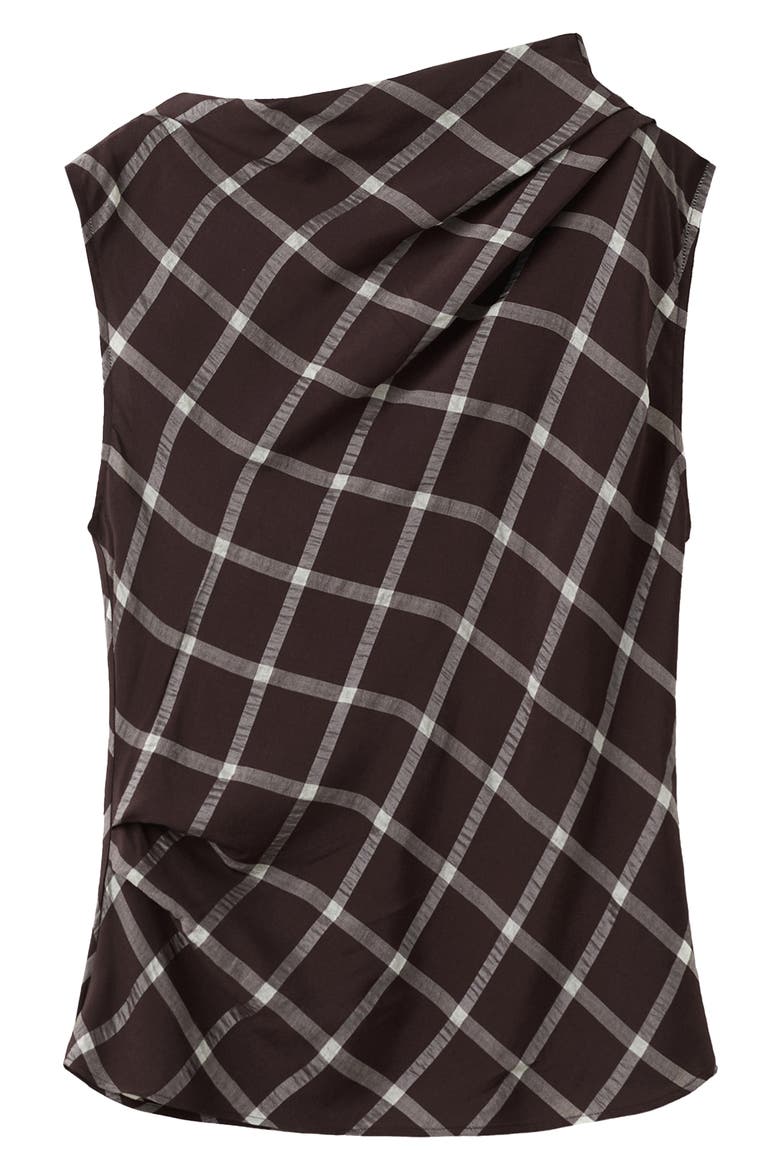 Check Cap Sleeve Top, Alternate, color, BURGUNDY