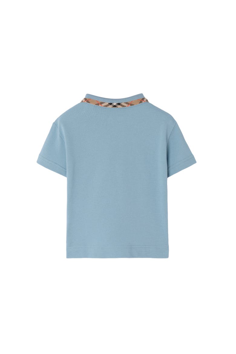 Check Collar Cotton Polo Shirt, Alternate, color, Misty blue
