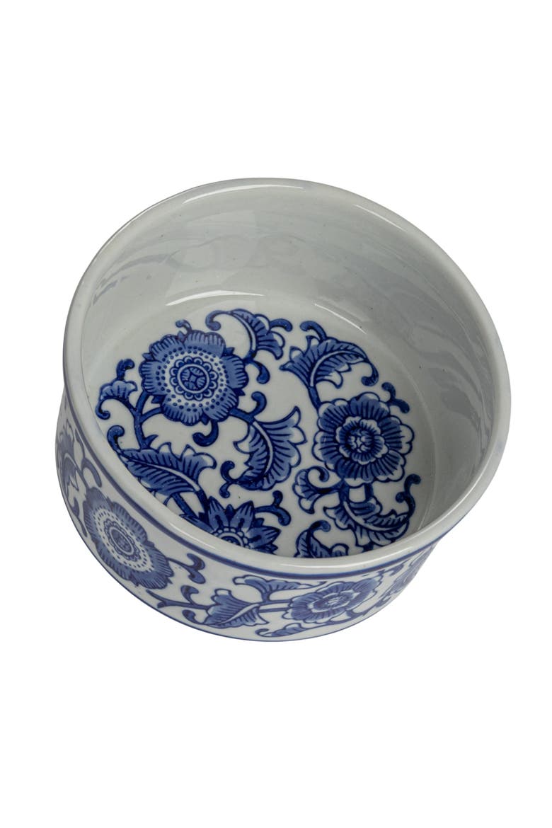 Stoneware Pet Bowl with Design, Blue and White, Main, color, Blue