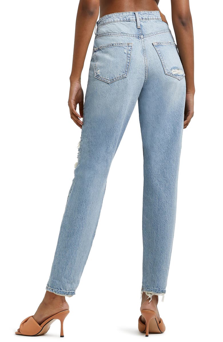 River Island Rama Ripped High Waist Mom Jeans, Alternate, color, 