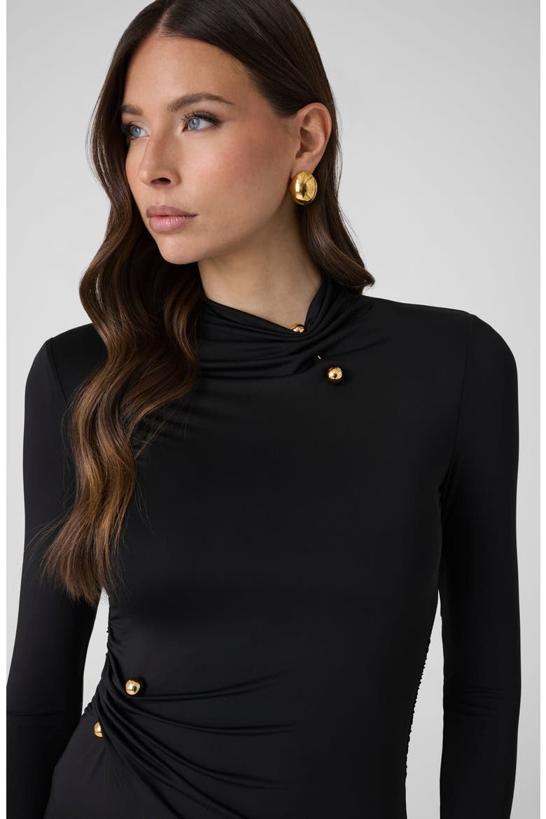 Ezme Long Sleeve Pierced Dress, Alternate, color, JBLACK-BLACK