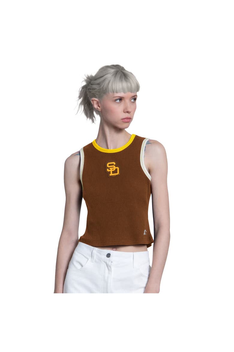 Women's Starter  Brown San Diego Padres Cooperstown Play the Ball Crop Tank Top, Main, color, Brown