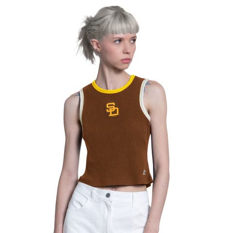 Women's Starter  Brown San Diego Padres Cooperstown Play the Ball Crop Tank Top