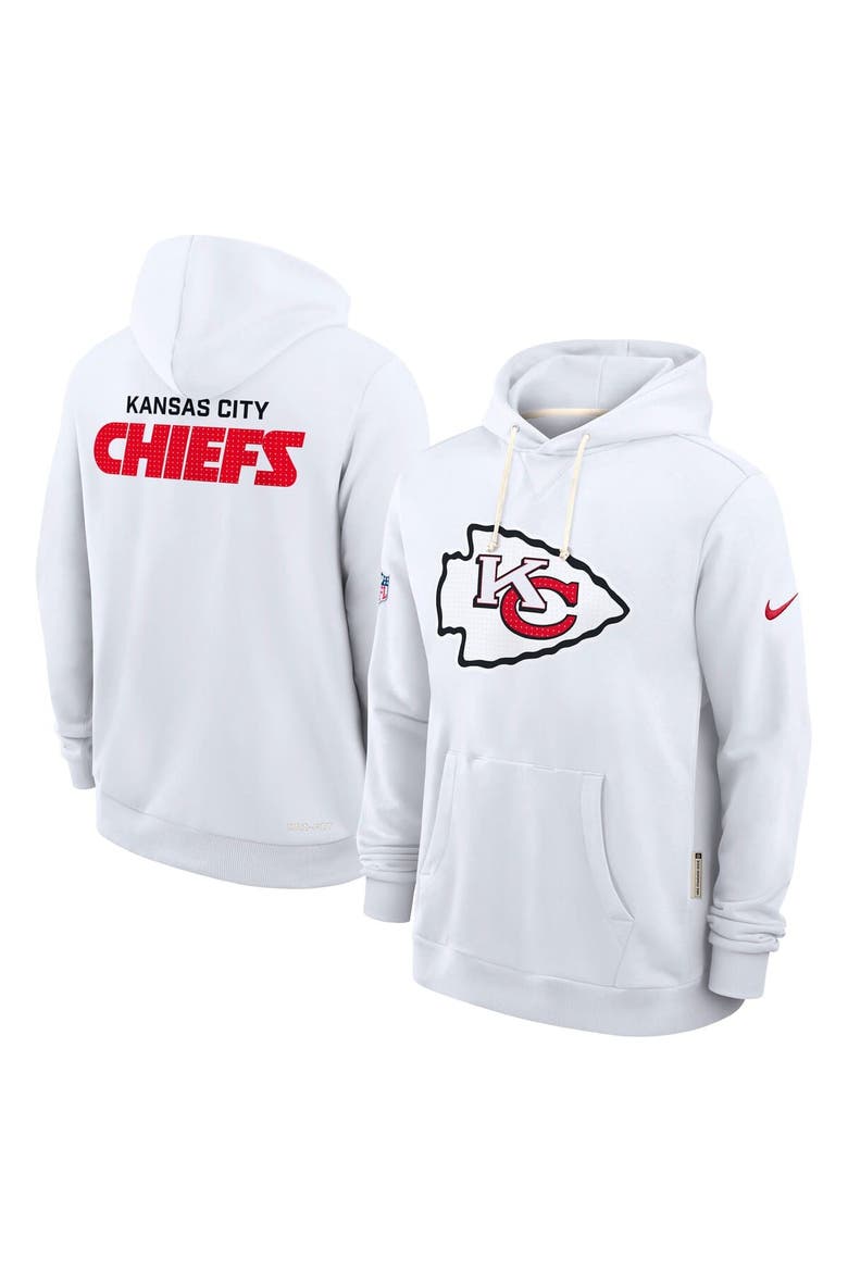 Men's Nike White Kansas City Chiefs Sideline Initial Home Performance Pullover Hoodie, Alternate, color, White