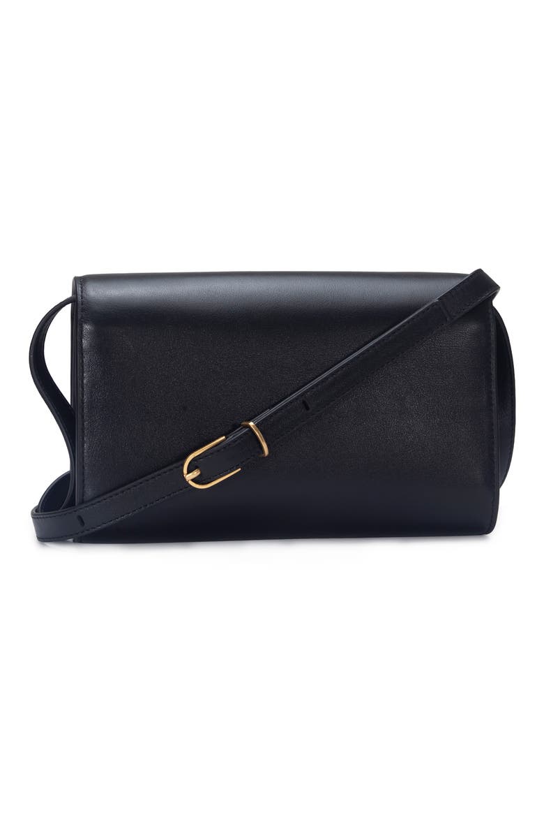 Leather Crossbody Wallet, Alternate, color, BLACK