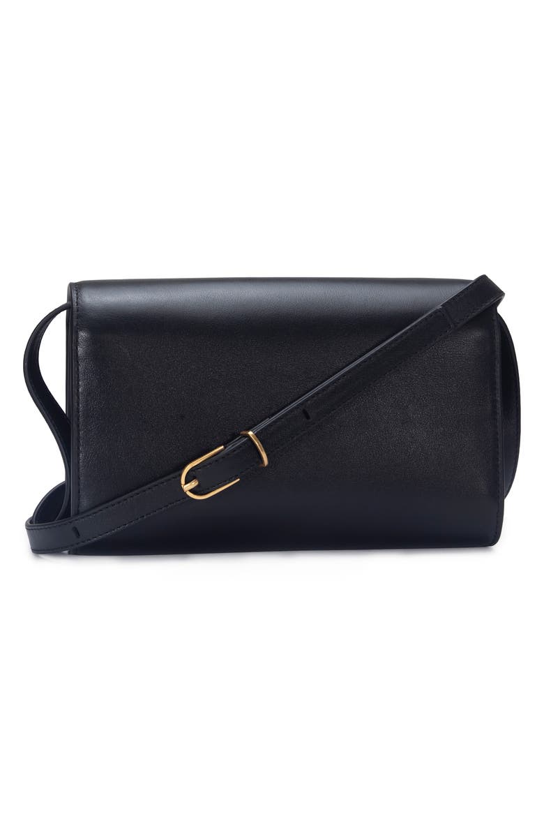 Vince Leather Crossbody Wallet, Alternate, color, Black