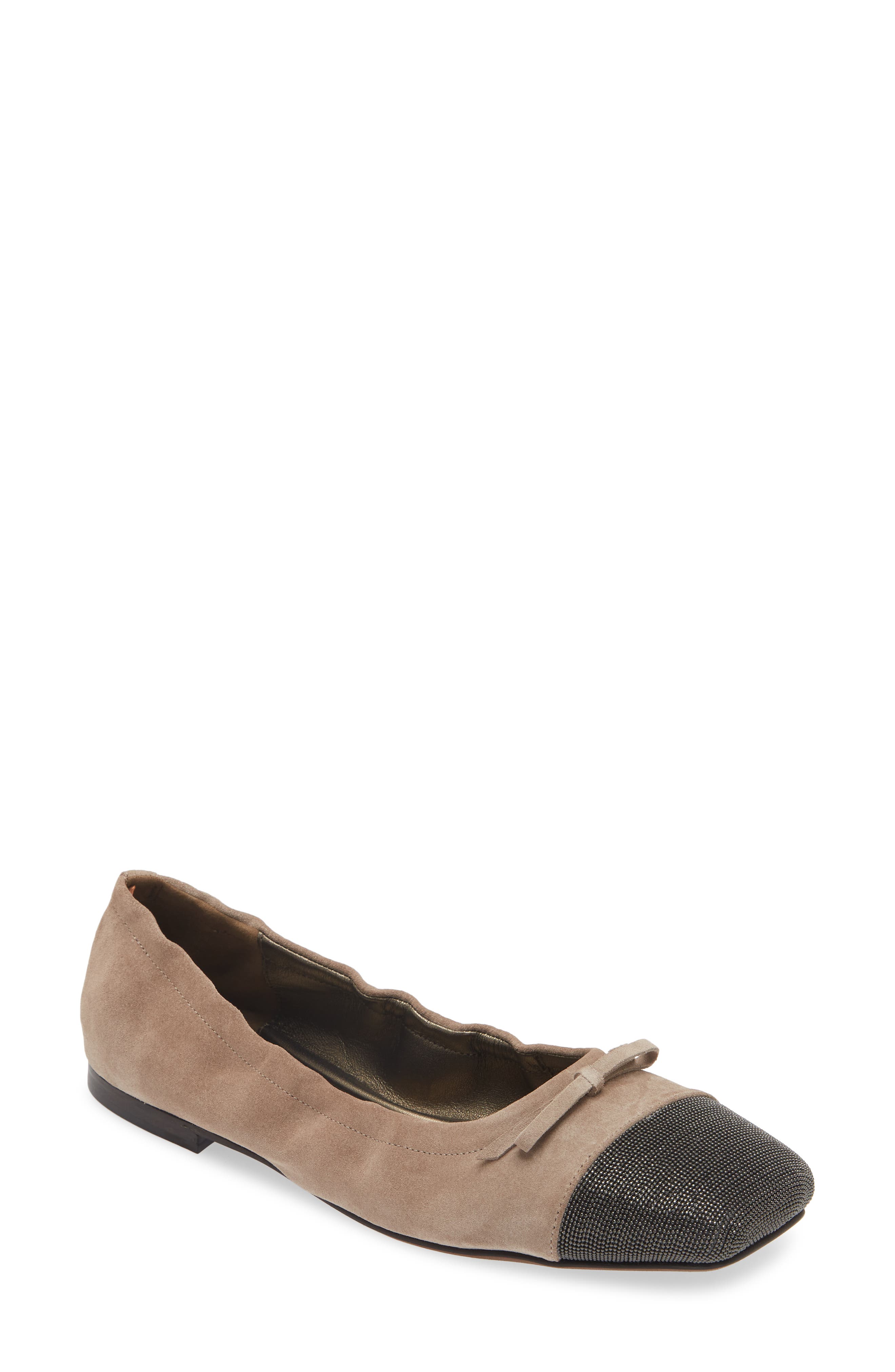 Brunello Cucinelli Monili Cap Toe Ballet Flat, Main, color, 