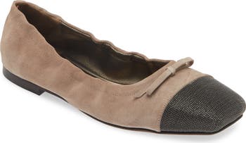 【関税＆送料込み】Brunello Cucinelli Flat Ballet Shoes Brunello Cucinelli - Pearl Metallic Leather Ballet Flat