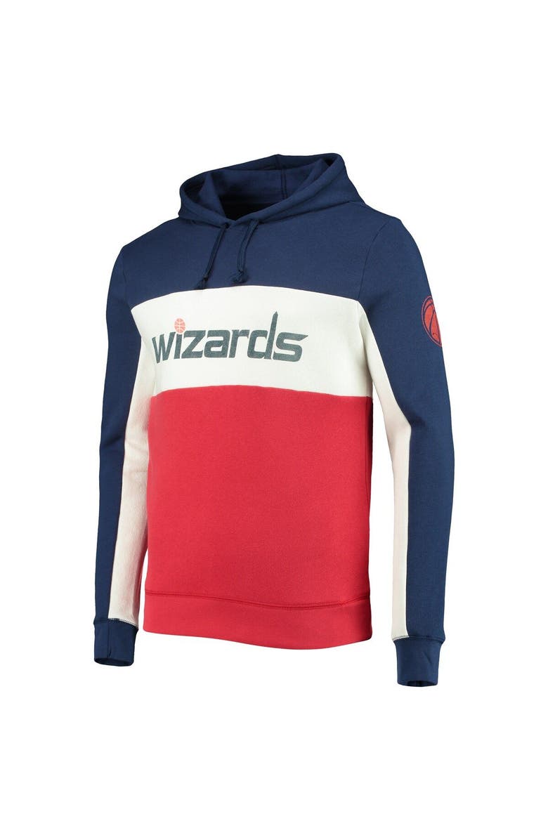 Junk Food Men's Junk Food Navy/White Washington Wizards Wordmark Colorblock Fleece Pullover Hoodie, Alternate, color, 