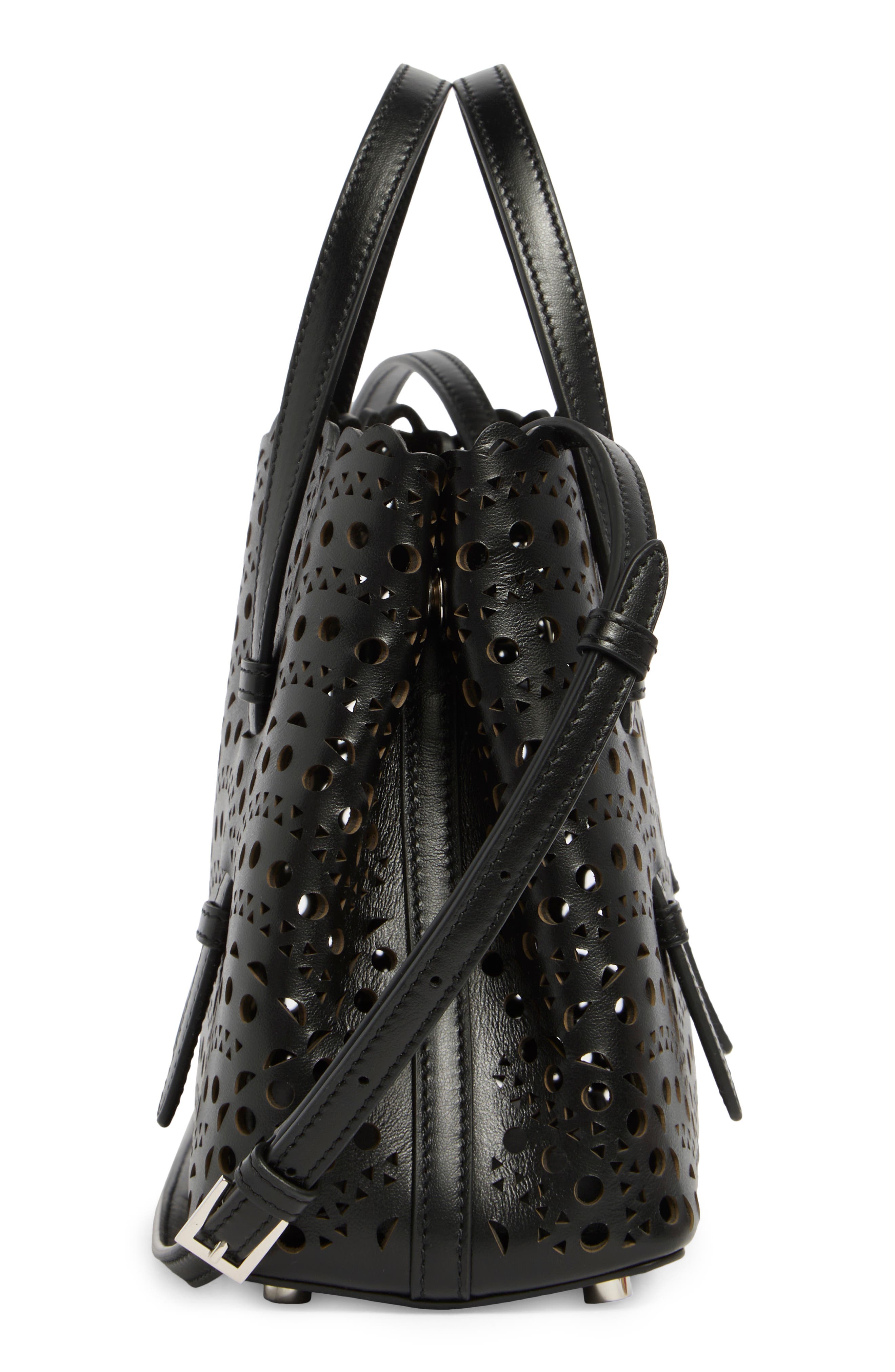 Mina Leather Top Handle Bag, Alternate, color, NOIR 999