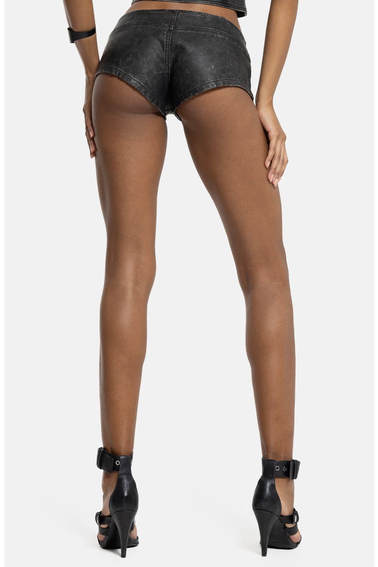 Military Rebel Faux Leather Mini Shorts, Alternate, color, BLACK