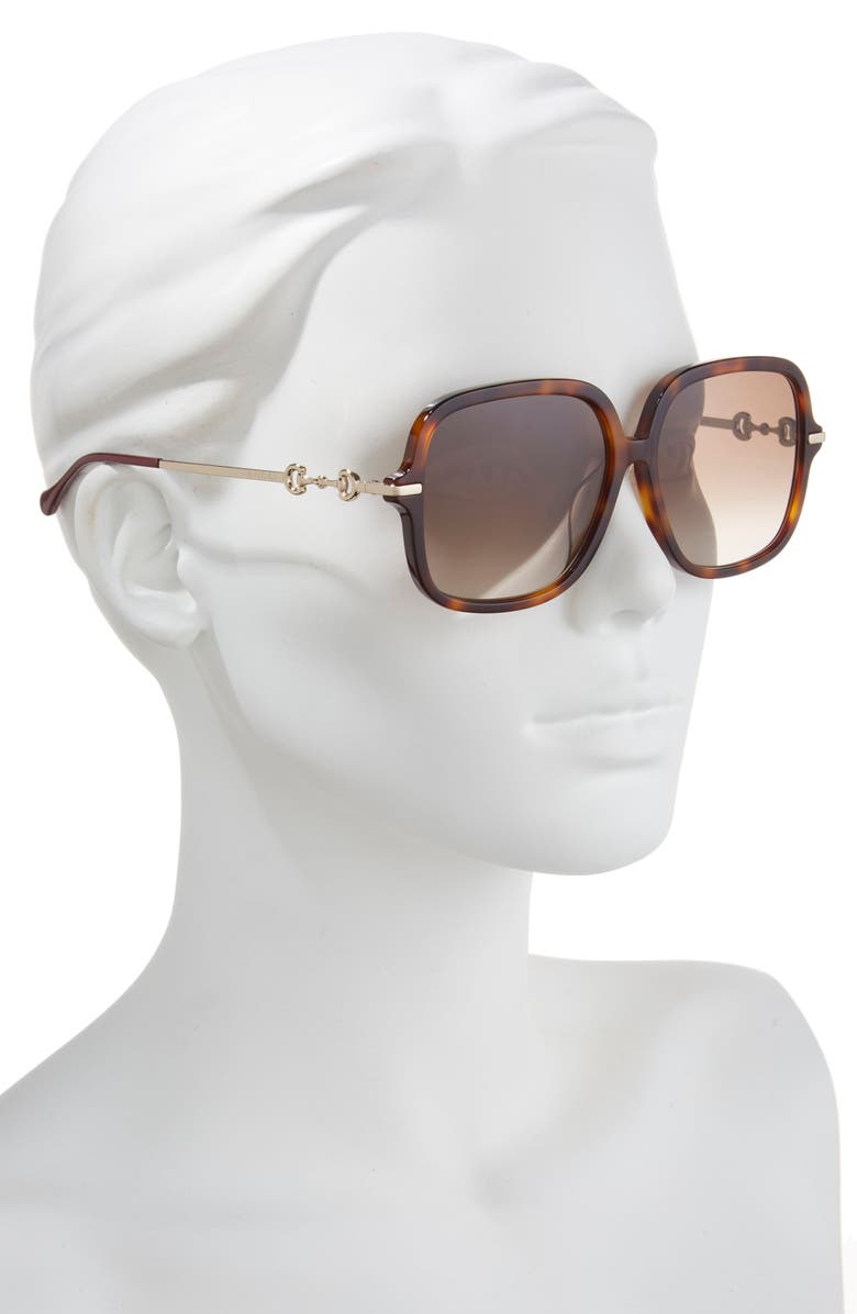 Gucci 58mm Square Sunglasses, Alternate, color, Havana Gold Red