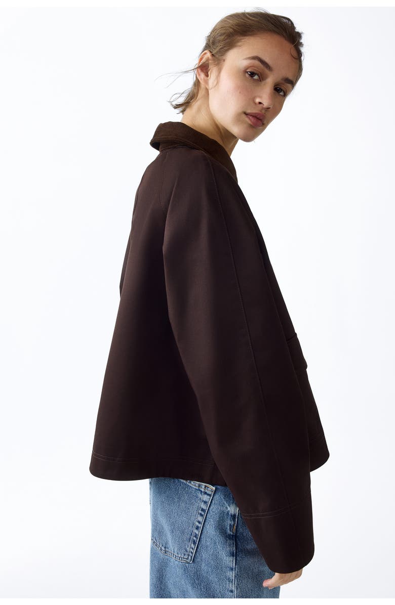 H&M Corduroy-collar Jacket, Alternate, color, Dark Brown