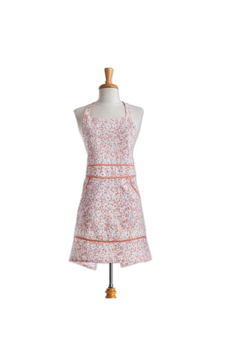 Flower Petals Cotton Baking Apron with Pockets and Ties, Alternate, color, Pink