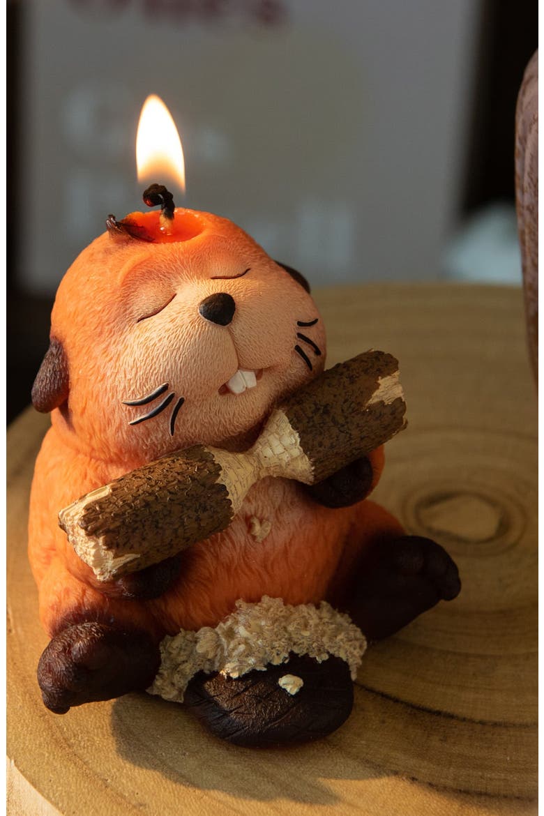 Busy Beaver Candle, Alternate, color, Burnt Orange