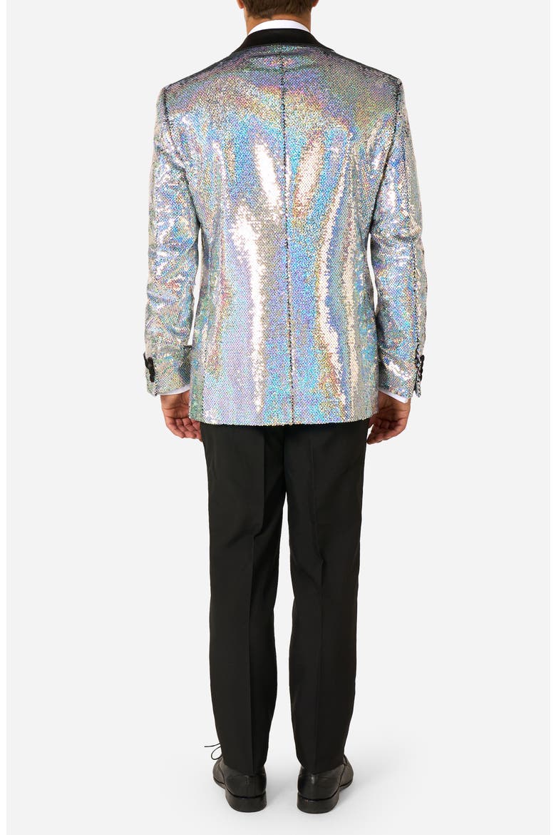 Holographic Sequins Dinner Jacket, Alternate, color, SILVER