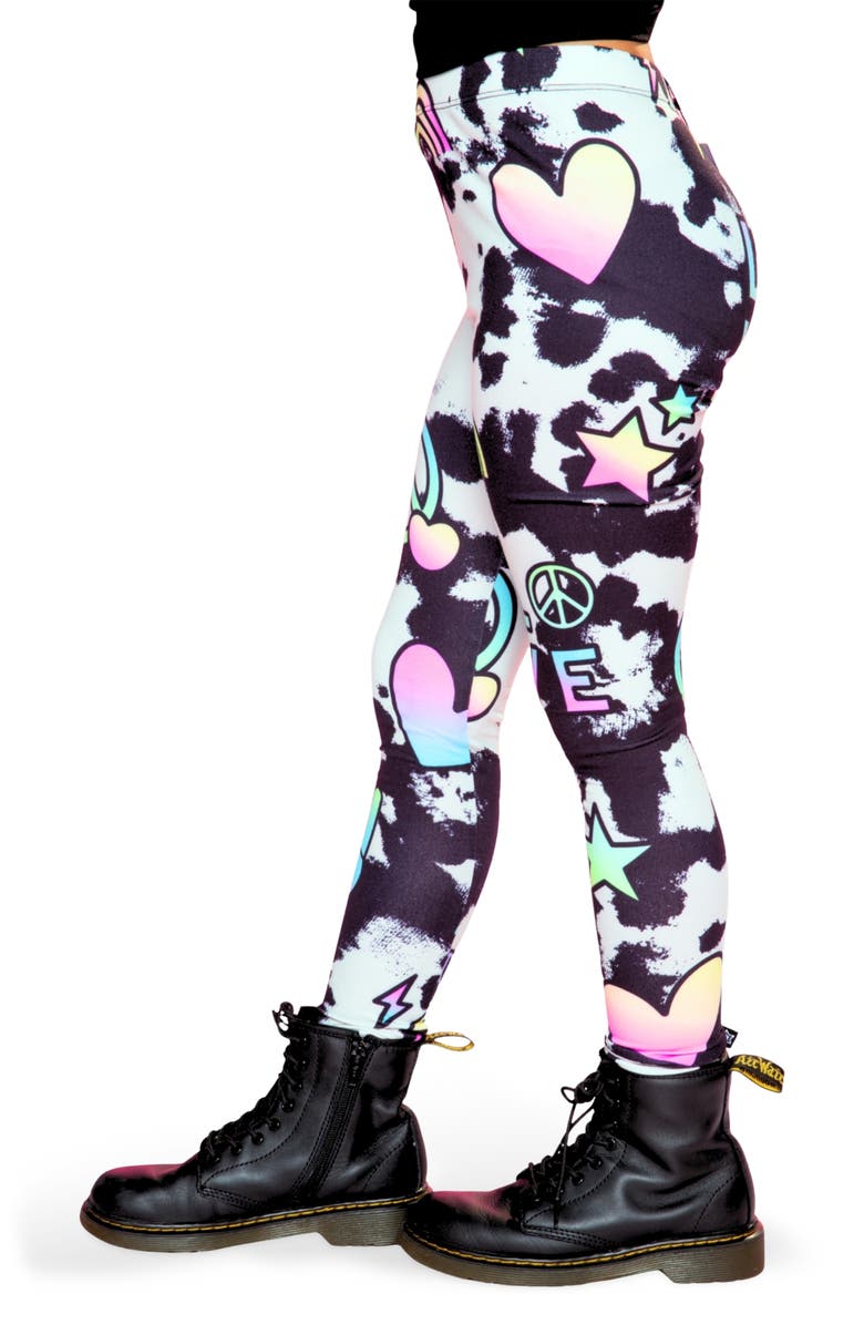 PixieLane Kids' Simply Soft Leggings, Alternate, color, Black Tie Dye Rainbow Icons