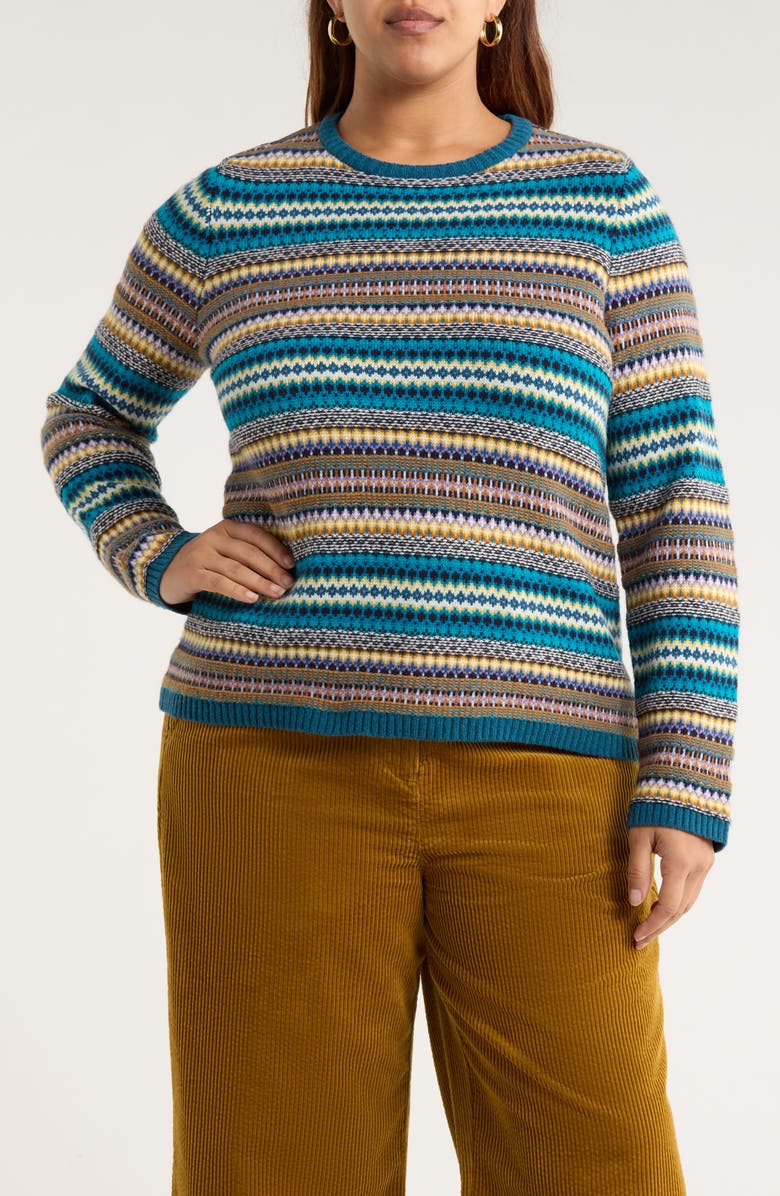 Seasalt Cornwall Percella Cove Fair Isle Merino Wool Blend Sweater, Main, color, Weaving Needle Dark Eden Mix