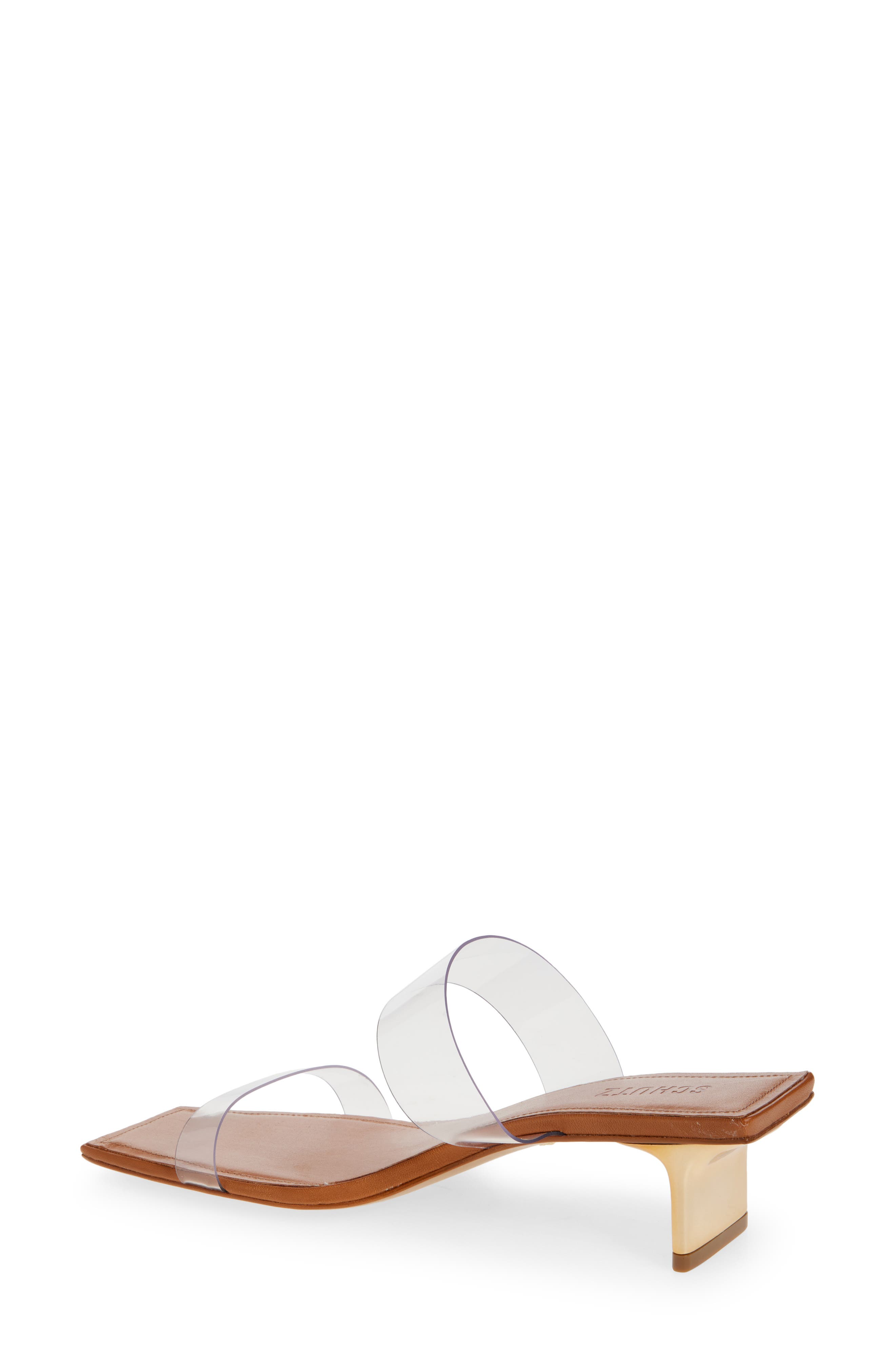 Schutz Ariella Slide Sandal, Alternate, color, Transparente/ Cuoio Brown