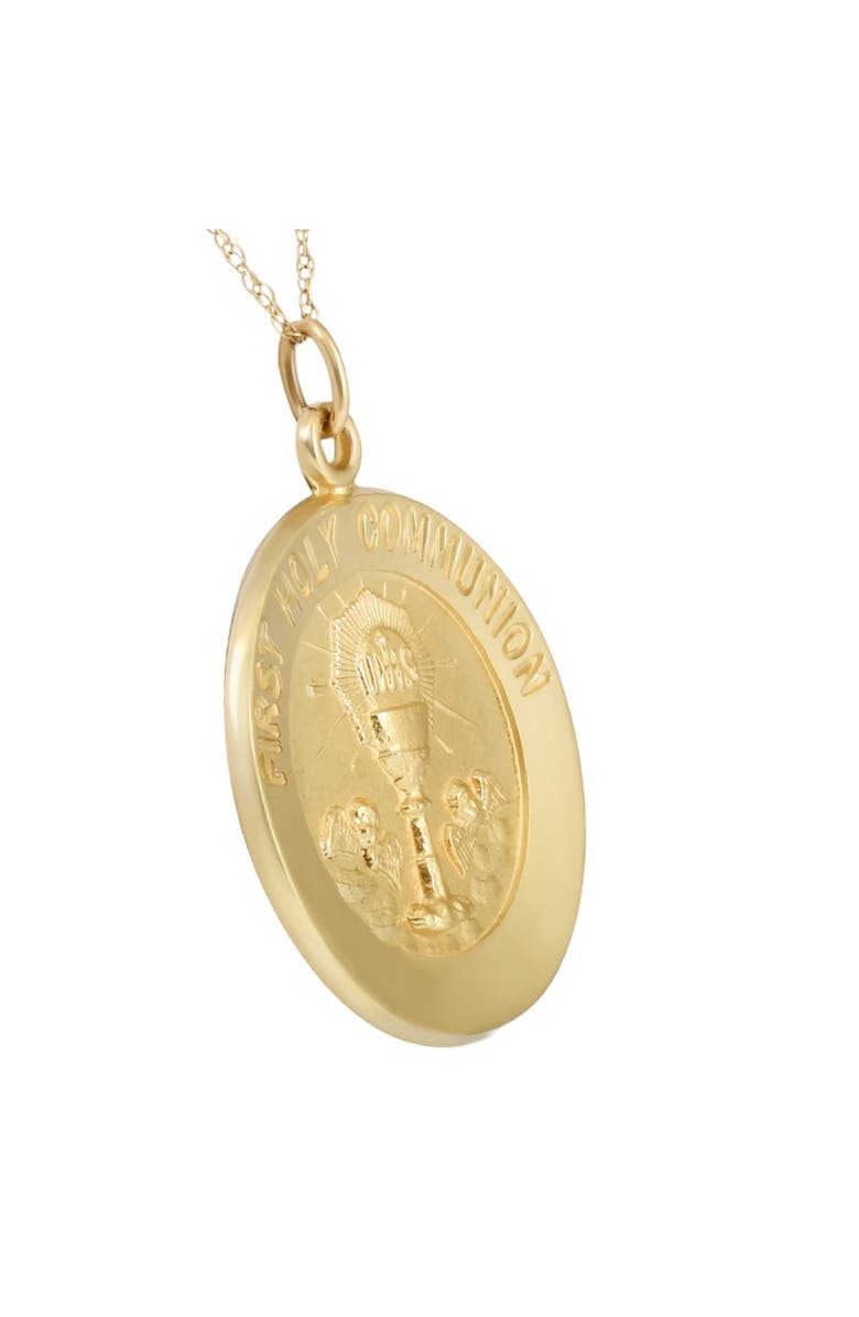 Bliss Diamond 14k Gold First Holy Communion Medal Pendant 1" Tall 4 Grams, Alternate, color,