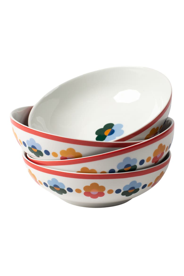 Set of 4 Porcelain Cereal Bowls, Main, color, FLORAL GROUP